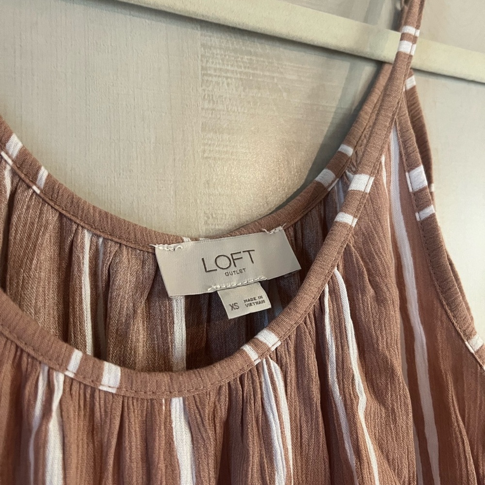LOFT Women's Pink and White Striped Dress